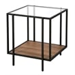 Maklaine Mid-Century Rustic Oak Side Table in Black/Bronze