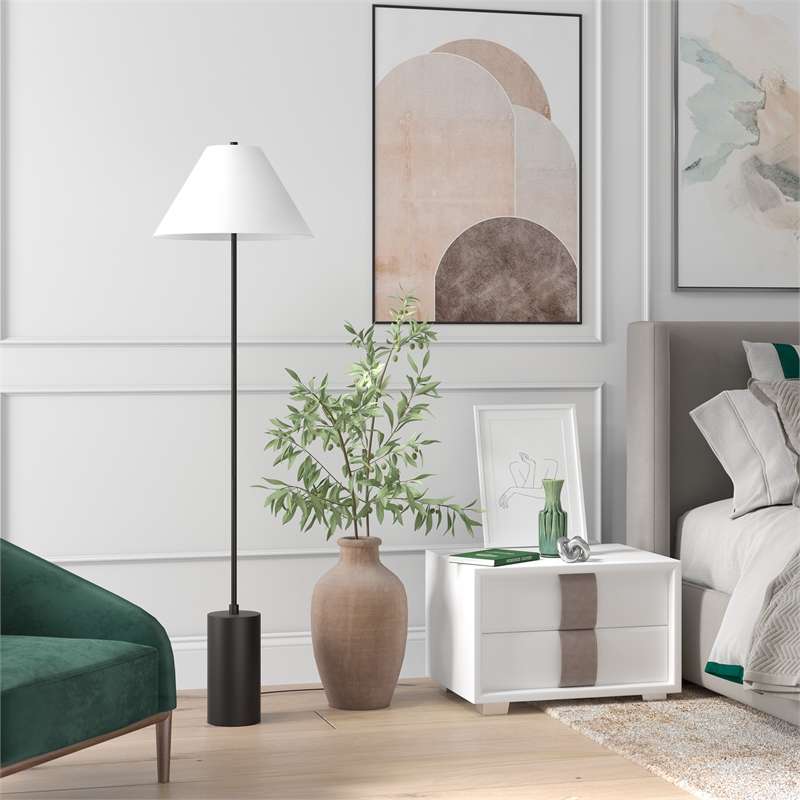 Maklaine Contemporary Floor Lamp with Empire Shade in Black/Bronze