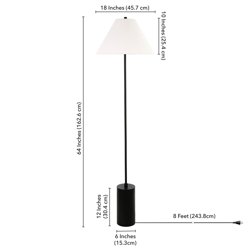 Maklaine Contemporary Floor Lamp with Empire Shade in Black/Bronze
