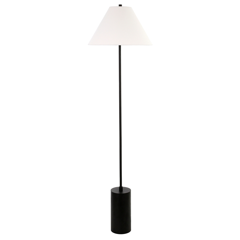 Maklaine Contemporary Floor Lamp with Empire Shade in Black/Bronze