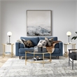 Maklaine Contemporary Round Side Table with Glass Shelf in Brass Finish
