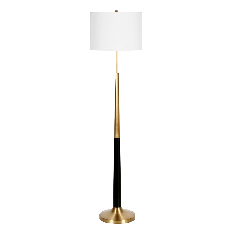 Maklaine Mid-Century Two-Tone Floor Lamp in Brushed Brass and Matte Black