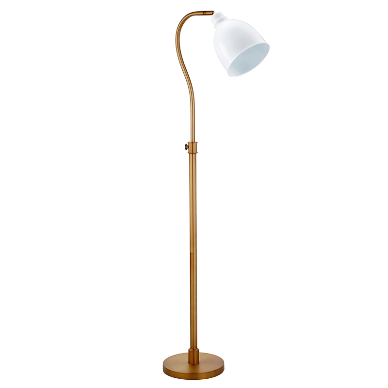 Maklaine Contemporary Floor Lamp with White Shade in Brass