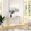 Maklaine Contemporary Console Table with Faux Marble Top in Gold Finish