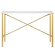 Maklaine Contemporary Console Table with Faux Marble Top in Gold Finish