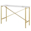 Maklaine Contemporary Console Table with Faux Marble Top in Gold Finish