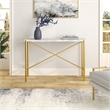 Maklaine Contemporary Console Table with Faux Marble Top in Gold Finish
