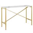 Maklaine Contemporary Console Table with Faux Marble Top in Gold Finish