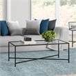 Maklaine Contemporary Coffee Table with Glass Top in Black/Bronze