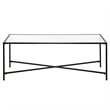 Maklaine Contemporary Coffee Table with Glass Top in Black/Bronze