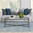 Maklaine Contemporary Coffee Table with Glass Top in Black/Bronze