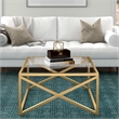 Maklaine Contemporary Square Coffee Table in Black/Bronze