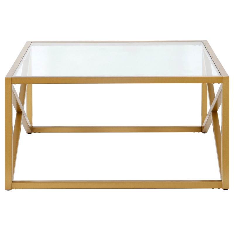 Maklaine Contemporary Square Coffee Table in Black/Bronze