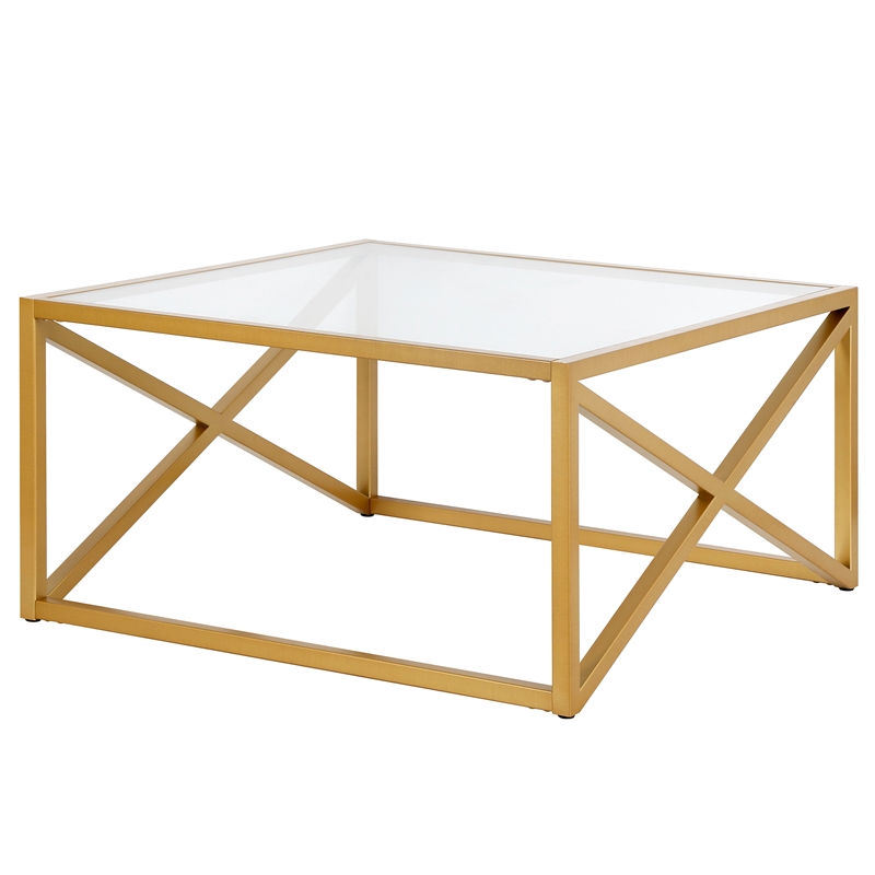 Maklaine Contemporary Square Coffee Table in Black/Bronze