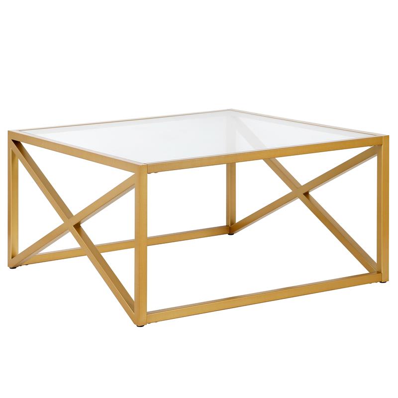 Maklaine Contemporary Square Coffee Table in Black/Bronze