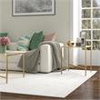Maklaine Contemporary Side Table with Glass Tabletop in Brass Finish
