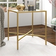 Maklaine Contemporary Side Table with Glass Tabletop in Brass Finish