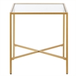 Maklaine Contemporary Side Table with Glass Tabletop in Brass Finish