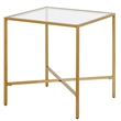 Maklaine Contemporary Side Table with Glass Tabletop in Brass Finish