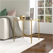 Maklaine Contemporary Side Table with Glass Tabletop in Brass Finish