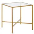 Maklaine Contemporary Side Table with Glass Tabletop in Brass Finish