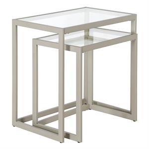 maklaine contemporary nesting side table set in satin nickel