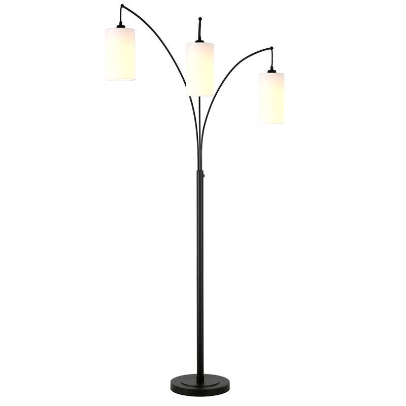Maklaine Contemporary 3-Light Floor Lamp in Black/Bronze