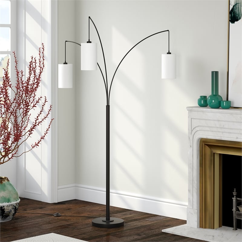 Maklaine Contemporary 3-Light Floor Lamp in Black/Bronze