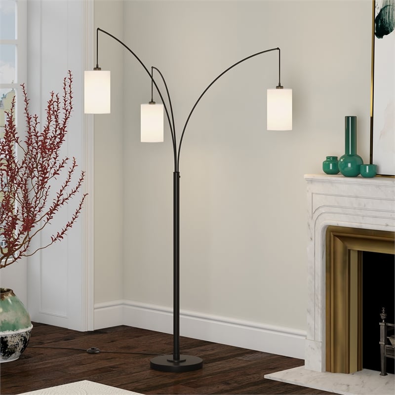 Maklaine Contemporary 3-Light Floor Lamp in Black/Bronze
