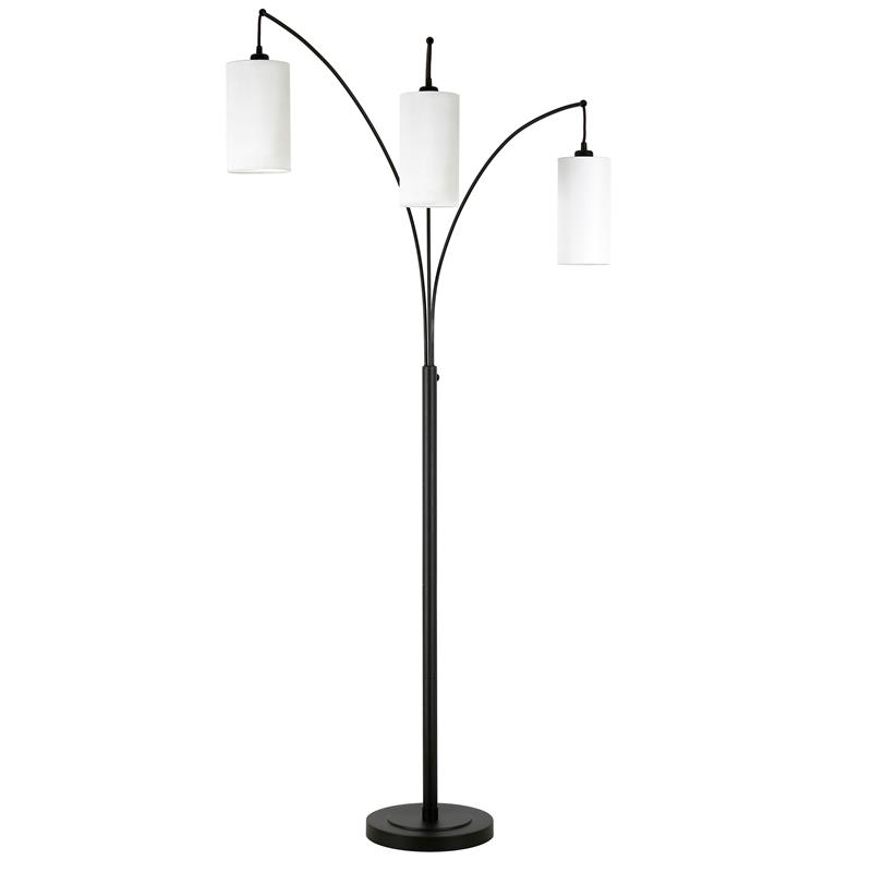 Maklaine Contemporary 3-Light Floor Lamp in Black/Bronze