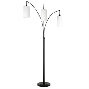 maklaine contemporary 3-light floor lamp in black/bronze
