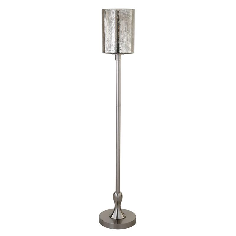 Maklaine Contemporary Floor Lamp with Mercury Glass Shade in Brushed Nickel