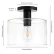 Maklaine Industrial Semi Flush Mount Ceiling Light in Matte Black