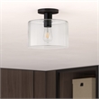 Maklaine Industrial Semi Flush Mount Ceiling Light in Matte Black