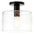 Maklaine Industrial Semi Flush Mount Ceiling Light in Matte Black