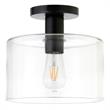 Maklaine Industrial Semi Flush Mount Ceiling Light in Matte Black
