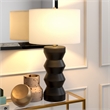 Maklaine Contemporary Ribbed Ceramic Table Lamp in Matte Black