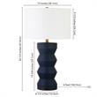 Maklaine Contemporary Ribbed Ceramic Table Lamp in Matte Navy Blue