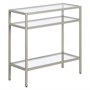 Maklaine Contemporary Rectangular Side Table in Satin Nickel