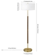 Maklaine Contemporary 2-Bulb Floor Lamp in Rustic Oak and Brass