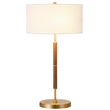 Maklaine Contemporary 2-Bulb Table Lamp in Rustic Oak and Brass
