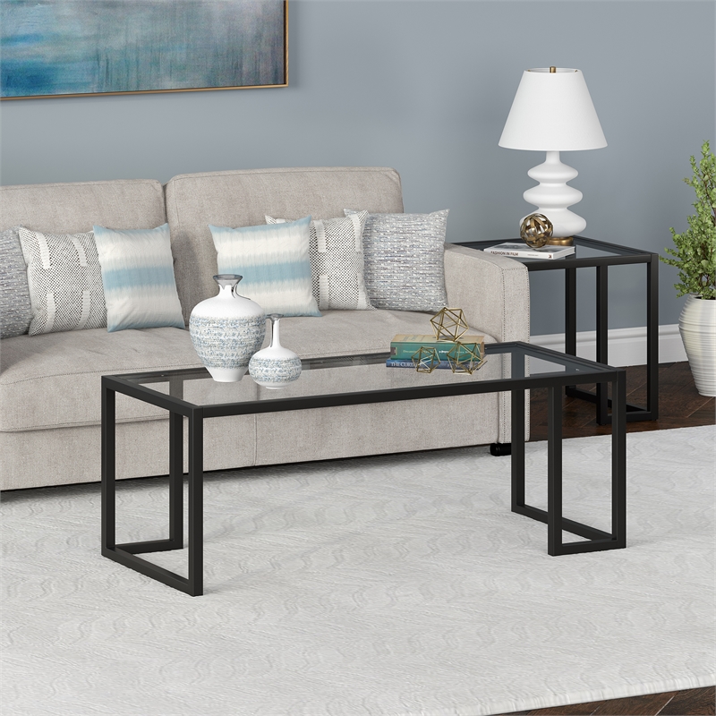 Maklaine Contemporary 45'' Coffee Table in Blackened Bronze