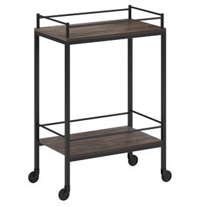 Maklaine Contemporary 23.5&quot Steel Bar Cart in Brown