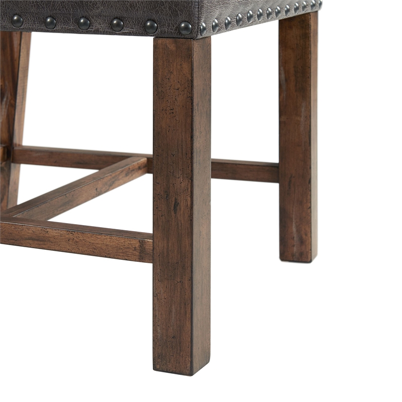 Maklaine 6 Piece  Dining Set with Tall Back Chairs and Settee in Rich Walnut
