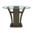 Maklaine Transitional Glass Round Counter Height Dining Table in Walnut