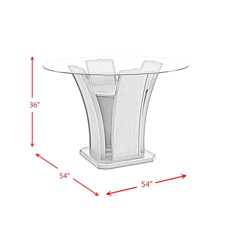 Maklaine Transitional Glass Round Counter Height Dining Table in Walnut