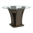 Maklaine Transitional Glass Round Counter Height Dining Table in Walnut