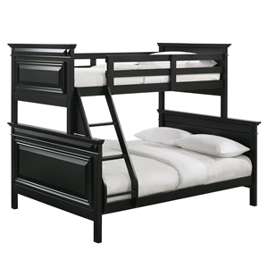 maklaine transitional wood twin over full bunk bed in antique black