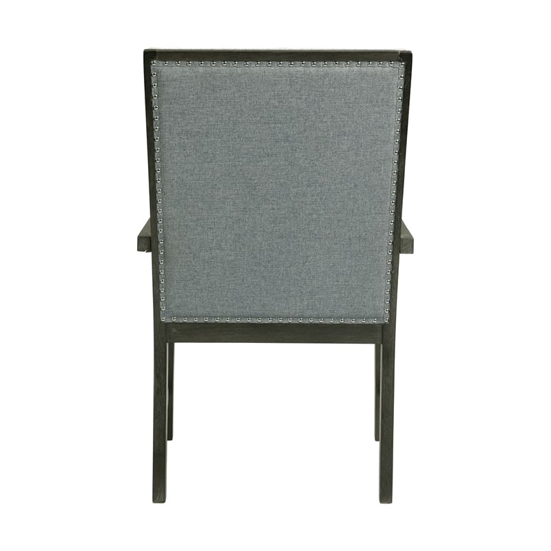 Maklaine Transitional Wood Standard Height Arm Chair Set in Gray