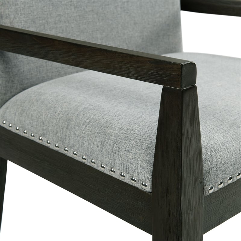 Maklaine Transitional Wood Standard Height Arm Chair Set in Gray